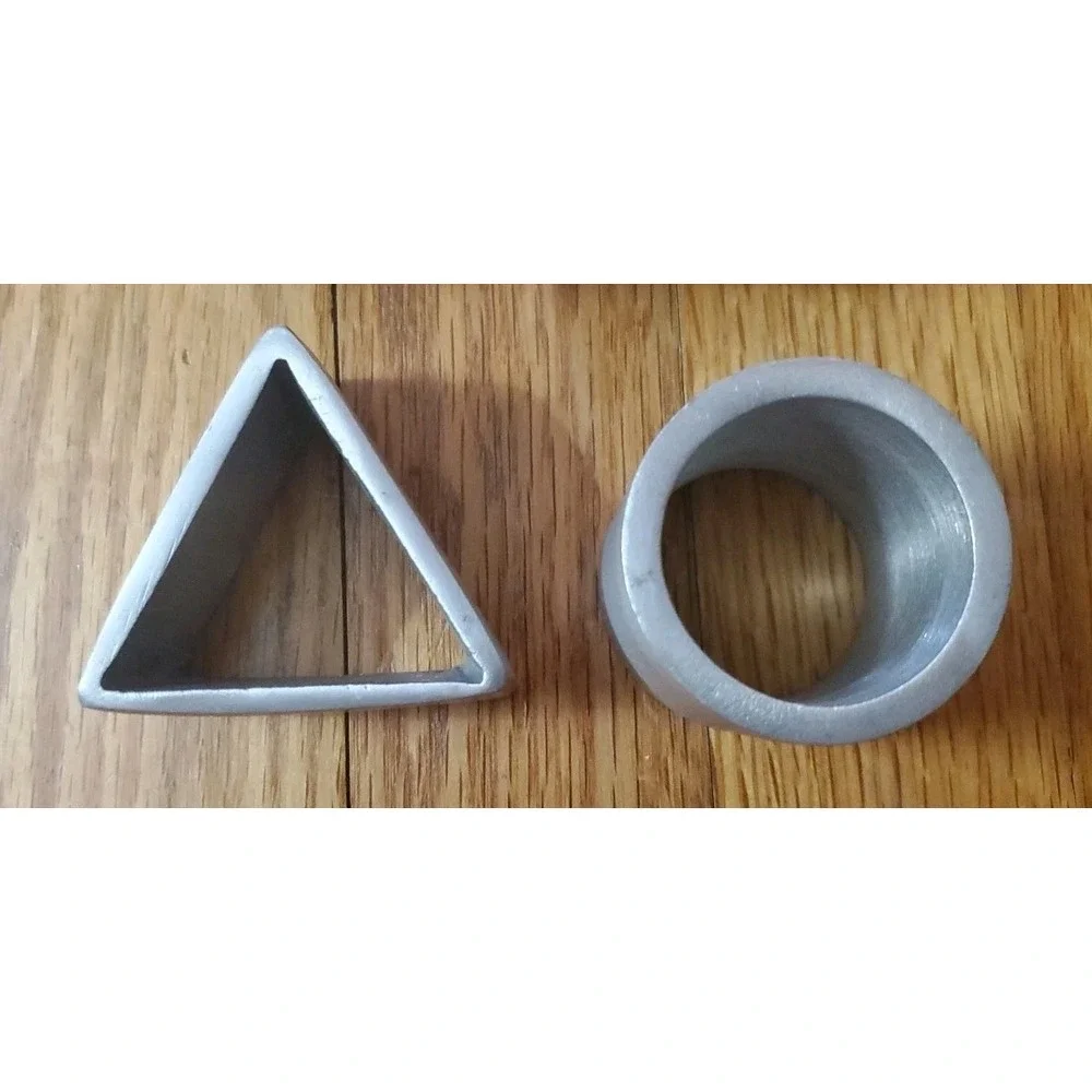 Geometric Metal Napkin Ring‎ Holders (4) Cylinder and Triangle